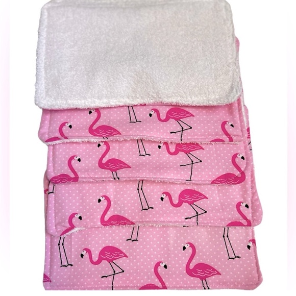 Hand Crafted Eco Friendly Pink Flamingos Reusable 100% Cotton Un Paper Towels - Picture 6 of 8